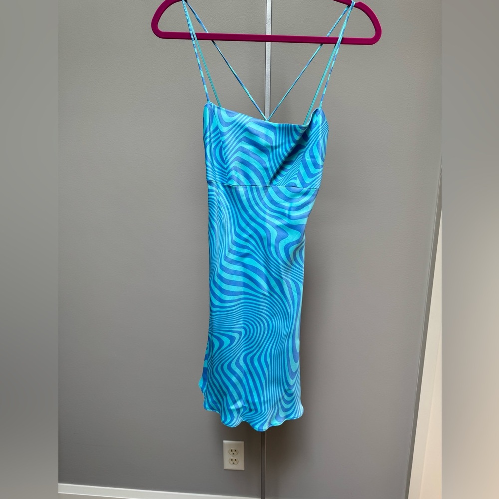 NWT Zara Blue Wave Backless Dress size small